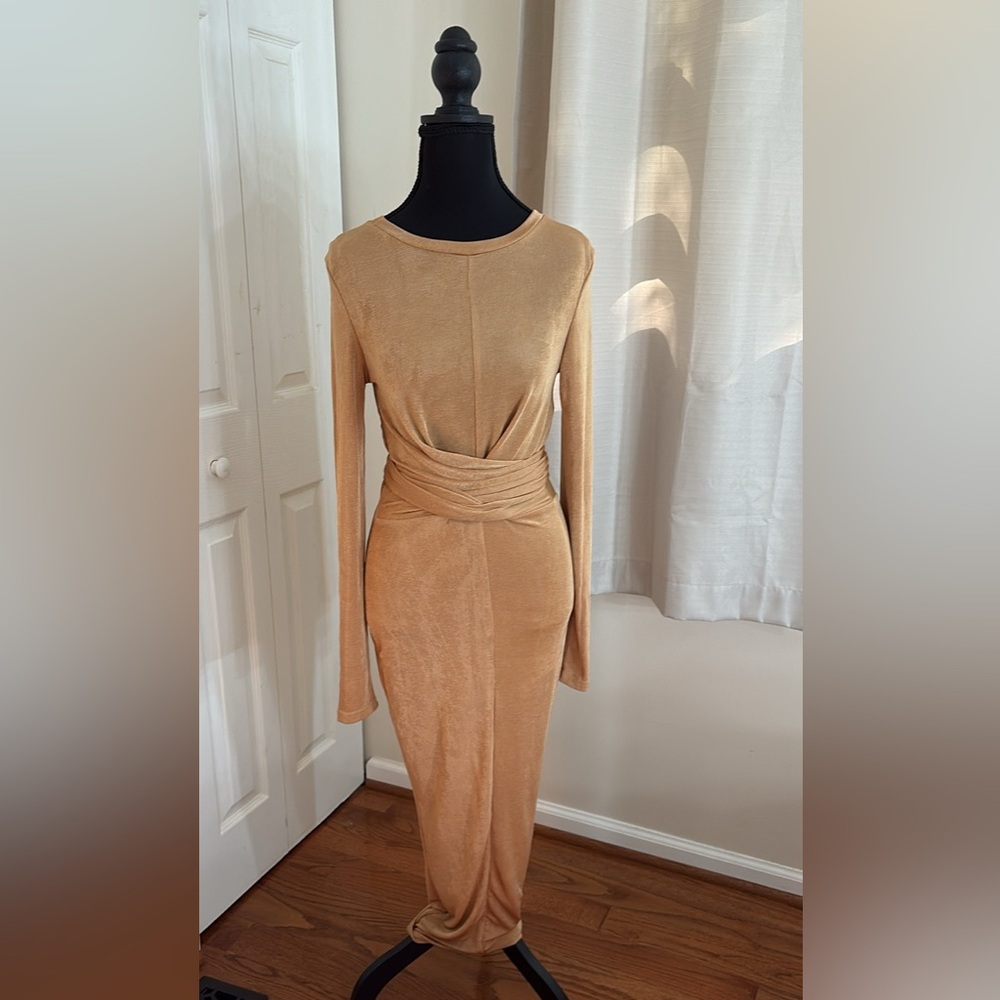 JLUXLABEL Tan Long Sleeve Dress